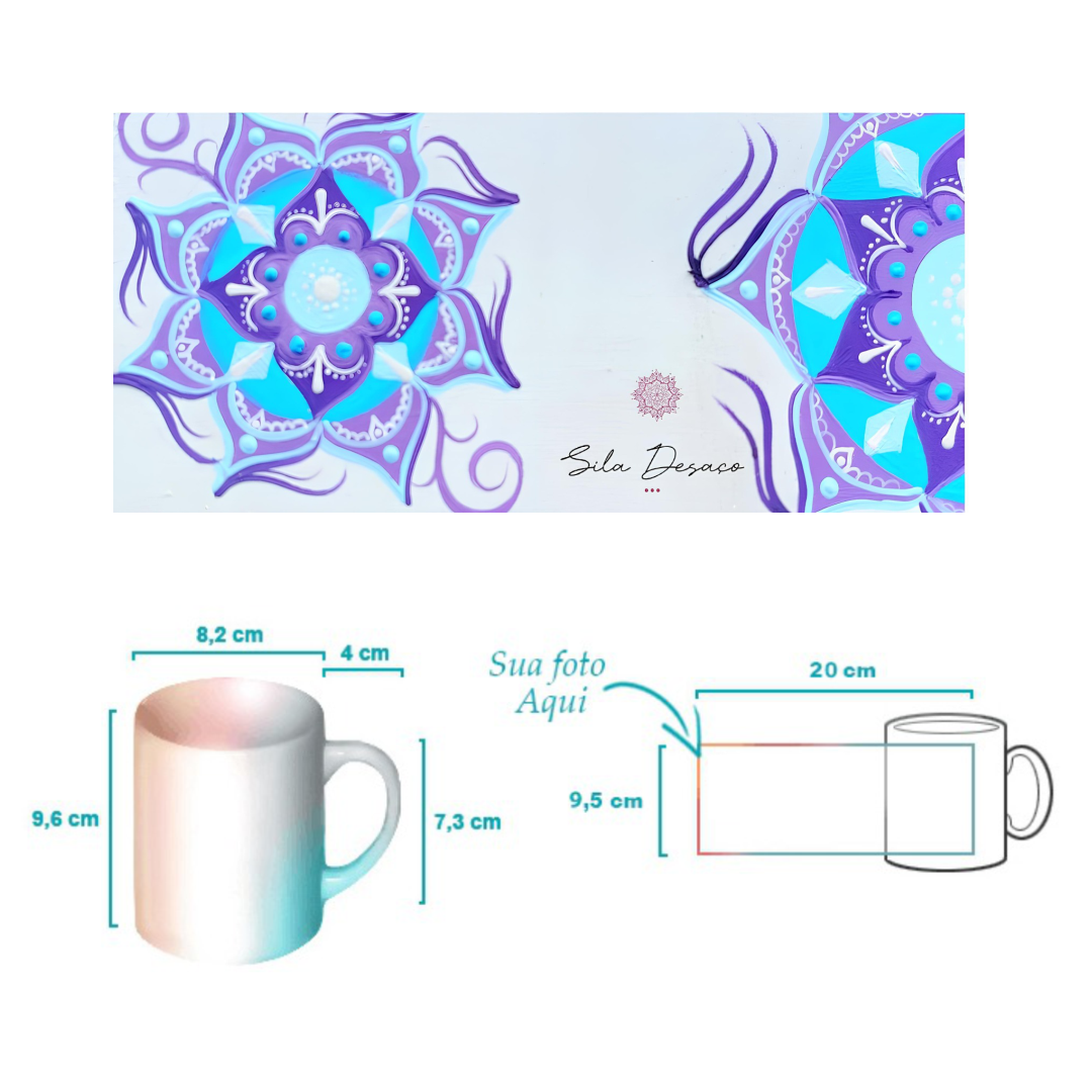 Caneca Lilás e azul