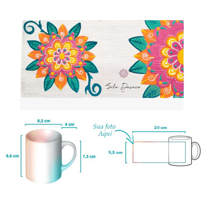 Caneca Laranja e Rosa