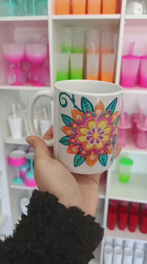 Caneca Laranja e Rosa
